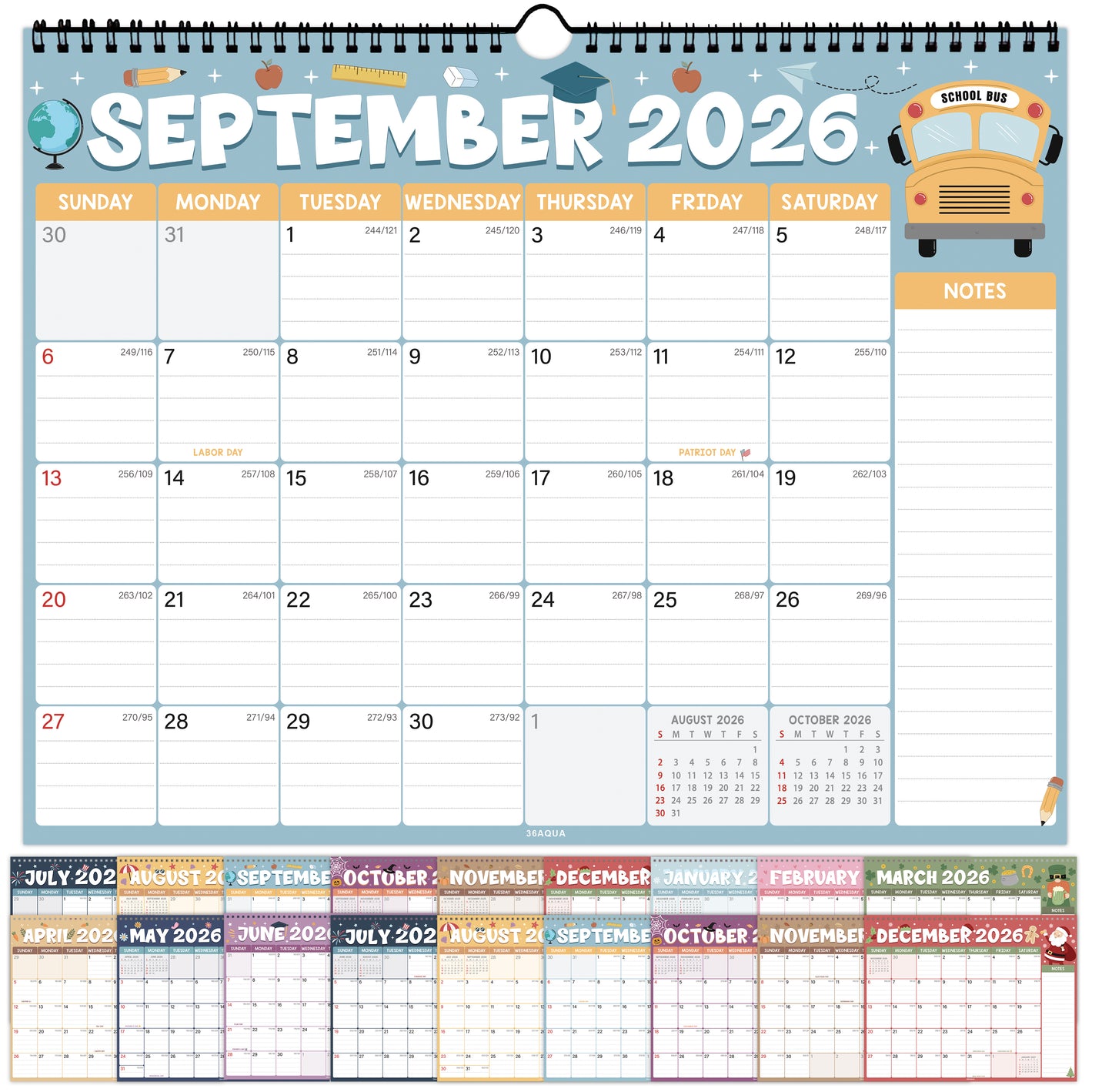 Desk Calendar 2025-2026 (17" x 11.5"), 18 - Month Planner January 2025 to June 2026, Large Desk Calendar with Corner Protectors, Thick Paper, Tear-Off Pages & Notes Section, Ideal for Home, Office or School