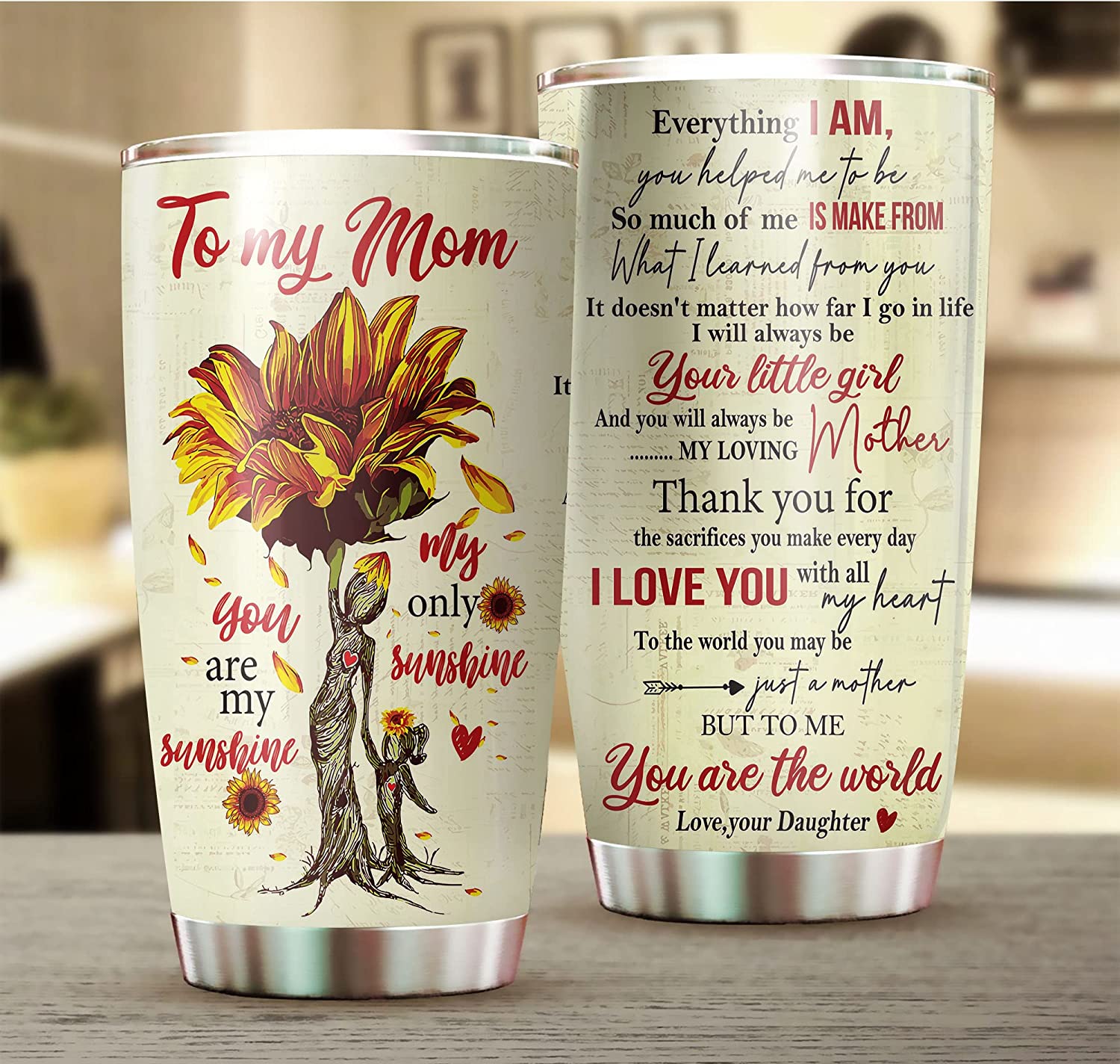 To My Mom Tumbler Cup, Stainless Steel Tumbler, Bonus Mom Gifts