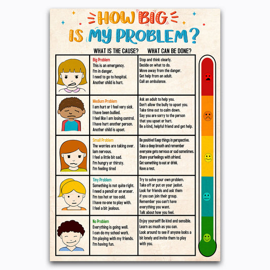 School Social Worker Posters, Mental Health Posters, How Big Is My Problem Feeling Therapy Canvas Wall Art, Print For Teacher, Counselor, Counseling Office Decor, Gifts For Psychologists, Parenting