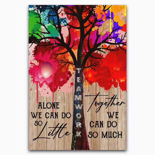 Splatter Art, School Counselor Posters, Social Worker Tree Canvas Wall Art, Motivational Teamwork Rainbow Mental Health Print For Inspirational Therapy Teacher Office, Classroom Decor, Gifts For Lgbt