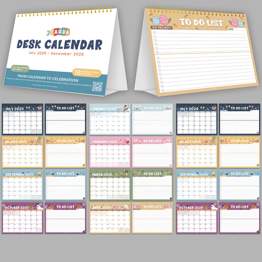 Desk Calendar 2025-2026 (17" x 11.5"), 18 - Month Planner January 2025 to June 2026, Large Desk Calendar with Corner Protectors, Thick Paper, Tear-Off Pages & Notes Section, Ideal for Home, Office or School