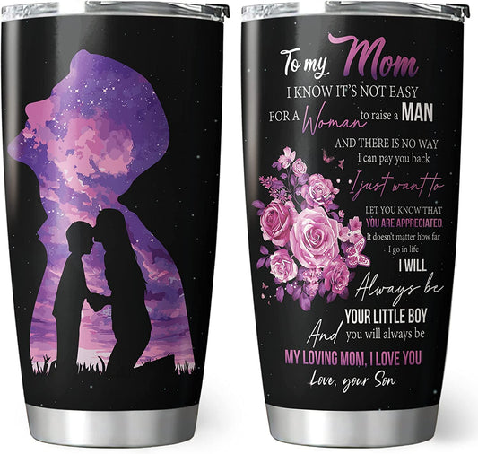 Gifts for Mom from Son, 20oz Stainless Steel Insulated To My Mom Tumbler, Christmas, Valentine's Day, Birthday, Mother's Day Gifts from Son, Unique Gifts for Mom, Bonus Mom, New Mom , Fur Mama Tumbler